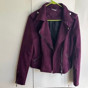 Jou Jou Women's Deep Purple faux suede Moto Jacket